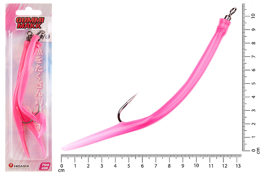 Higashi Крючок оснащенный кембриком HIGASHI Gummi Makk #10/0  (set-3pcs) #06 Pink