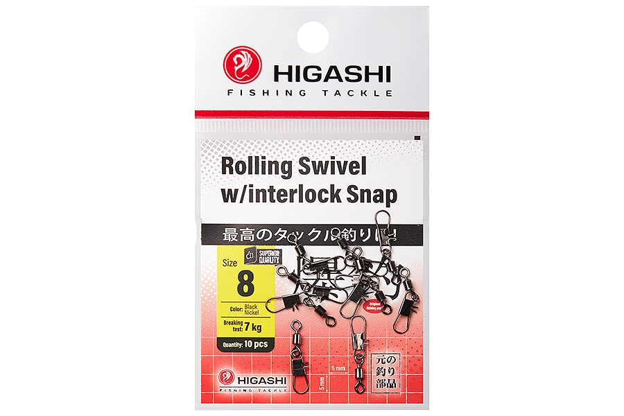 Карабин с вертлюгом HIGASHI Rolling Swivel w/Interlock Snap #8