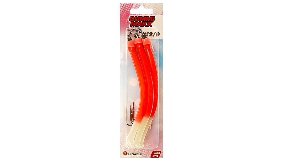 Higashi Крючок оснащенный кембриком HIGASHI Gummi Makk #12/0 (set-3pcs) #01 Red