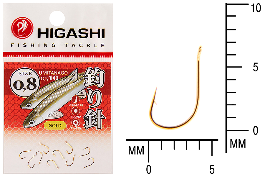 Higashi Крючок HIGASHI Umitanago ringed #0,8 Gold