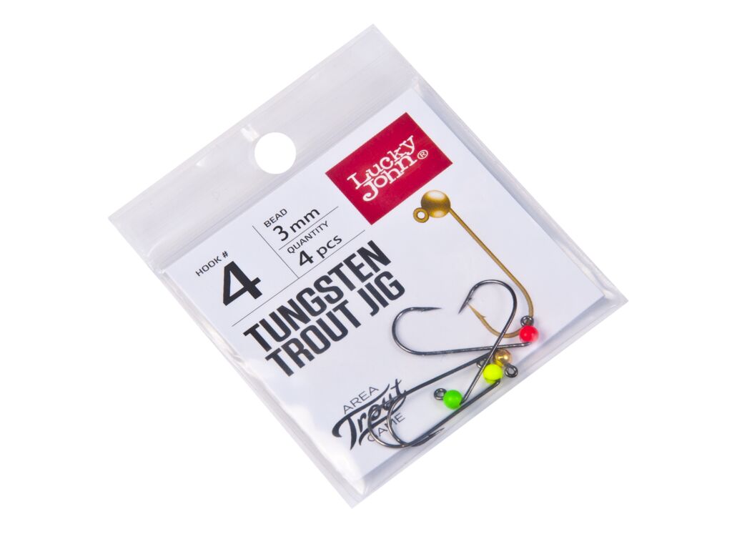 Джиг-головки Lucky John Area Trout Game вольфрамовые 03.0мм крючок 004 4шт. (цвет: Gold, Red, Green, Yellow)