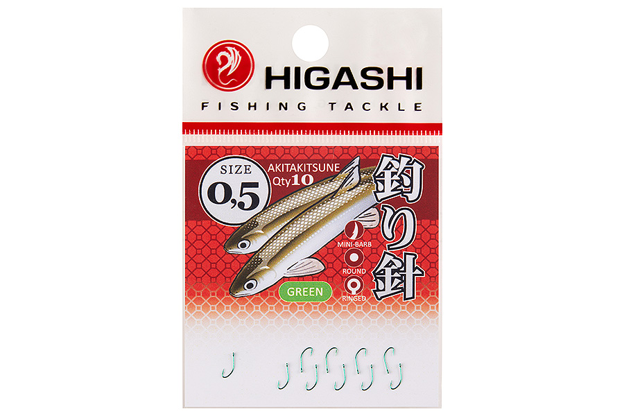 Higashi Крючок HIGASHI Akitakitsune ringed #0,5 Green