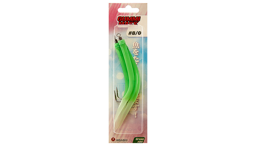 Higashi Крючок оснащенный кембриком HIGASHI Gummi Makk #8/0 (set-3pcs) #04 Green