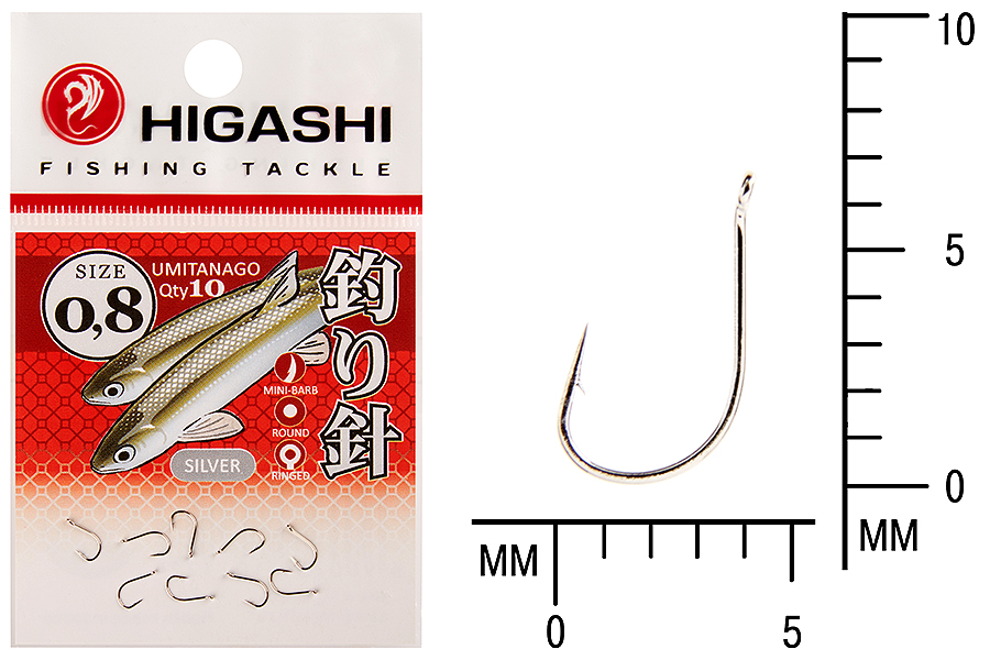 Higashi Крючок HIGASHI Umitanago ringed #0,8 Silver