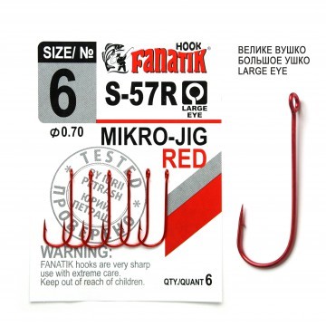 Крючки FANATIK Mikro-Jig RED S-57R #6