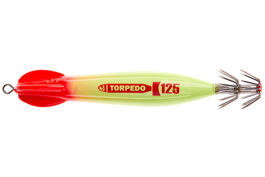 Asari Кальмарница ASARI Torpedo 125гр #01 Red Head-Green Lumo