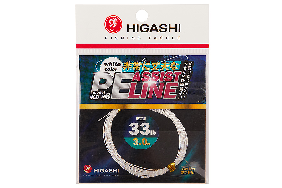 Higashi Поводковый материал HIGASHI Assist PE Line KD #6 White 33lb 3м
