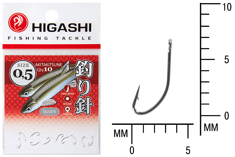 Higashi Крючок HIGASHI Akitakitsune ringed #0,5 Silver