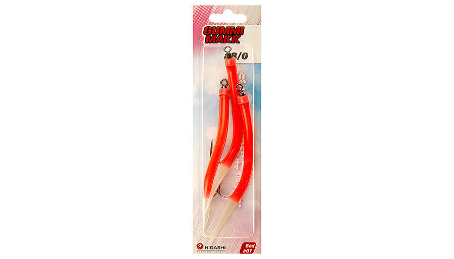 Higashi Крючок оснащенный кембриком HIGASHI Gummi Makk #8/0 (set-3pcs) #01 Red