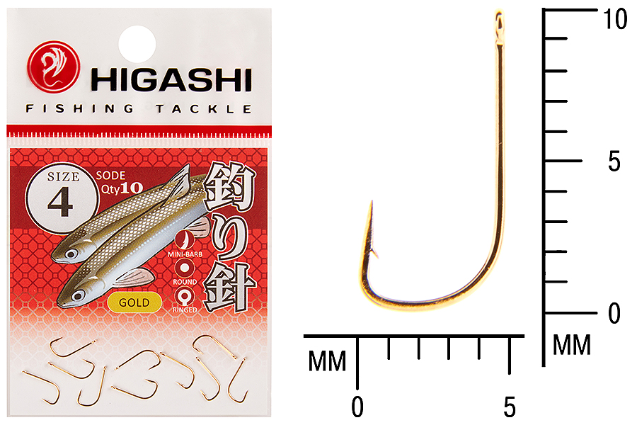 Higashi Крючок HIGASHI Sode ringed #4 Gold