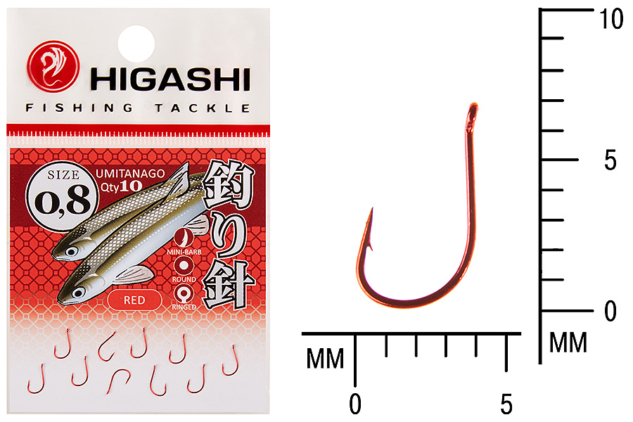 Higashi Крючок HIGASHI Umitanago ringed #0,8 Red