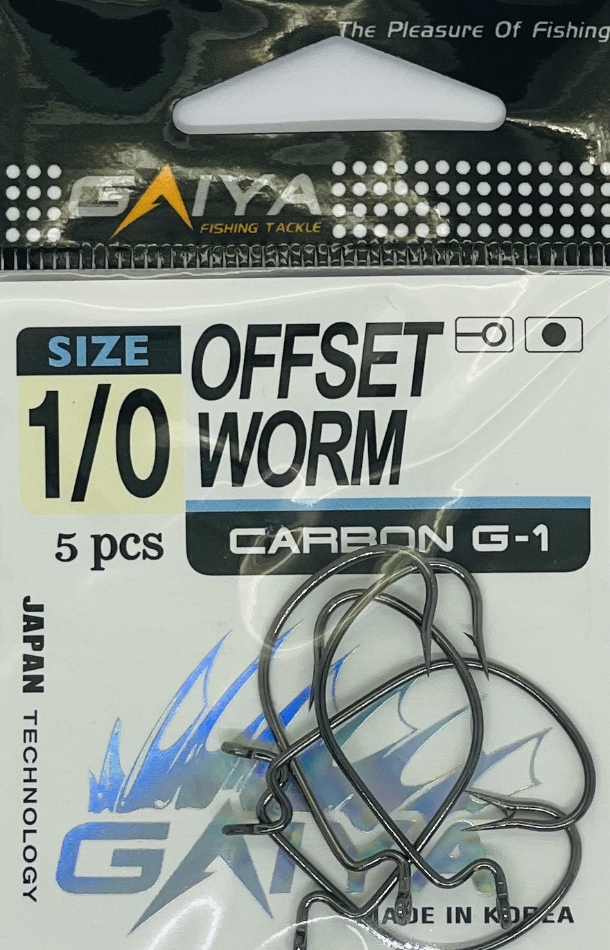 Крючки оффсетные OFFSET WORM, размер 1/0, 5 шт.