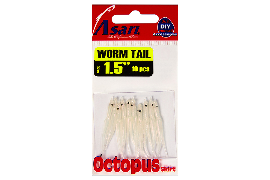 Asari Октопус ASARI Worm Tail 1.5" #06-Peral White