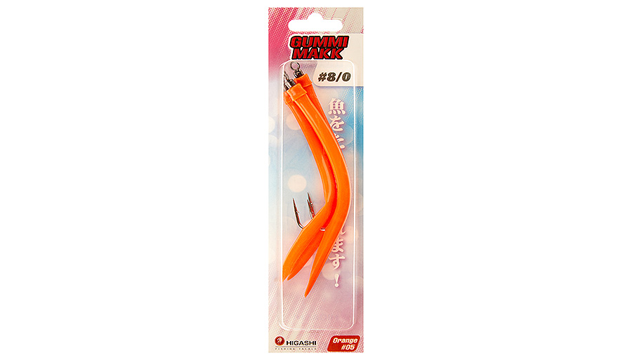 Higashi Крючок оснащенный кембриком HIGASHI Gummi Makk #8/0 (set-3pcs) #05 Orange