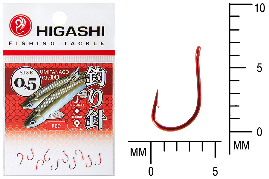 Higashi Крючок HIGASHI Umitanago ringed #0,5 Red