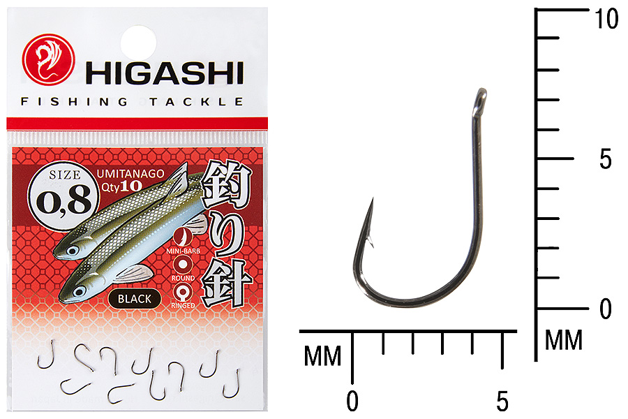 Higashi Крючок HIGASHI Umitanago ringed #0,8 Black
