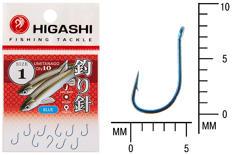Higashi Крючок HIGASHI Umitanago ringed #1 Blue