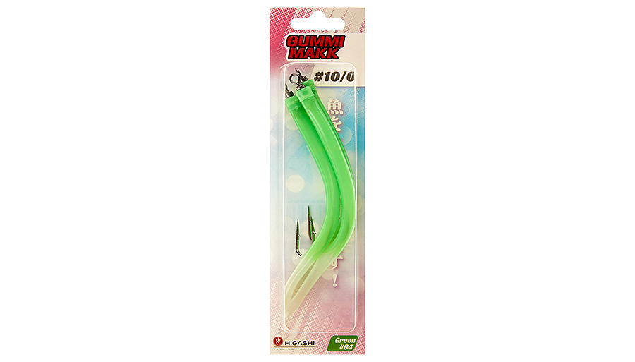 Higashi Крючок оснащенный кембриком HIGASHI Gummi Makk #10/0  (set-3pcs) #04 Green