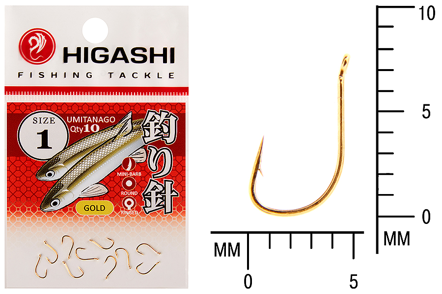 Higashi Крючок HIGASHI Umitanago ringed #1 Gold