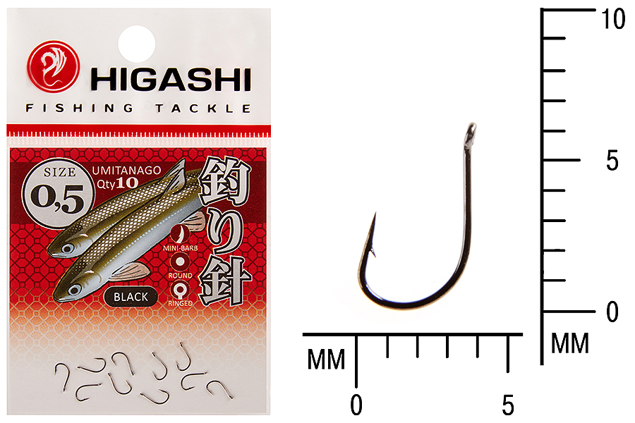 Higashi Крючок HIGASHI Umitanago ringed #0,5 Black