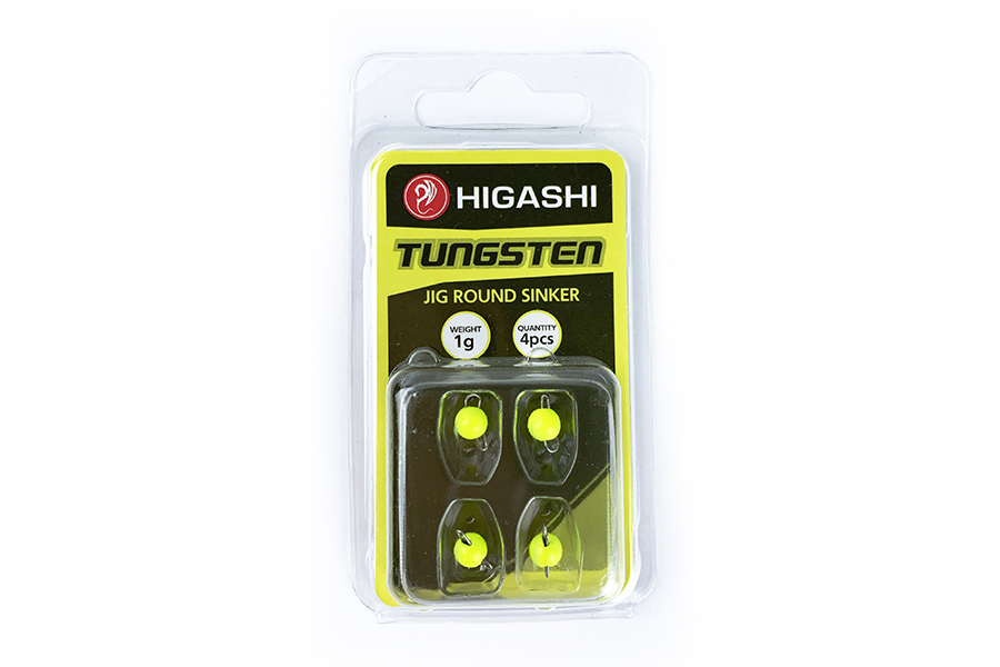 Higashi Грузила HIGASHI  Jig Tungsten sinker R Fluo Yellow #1гр (set-4pcs)