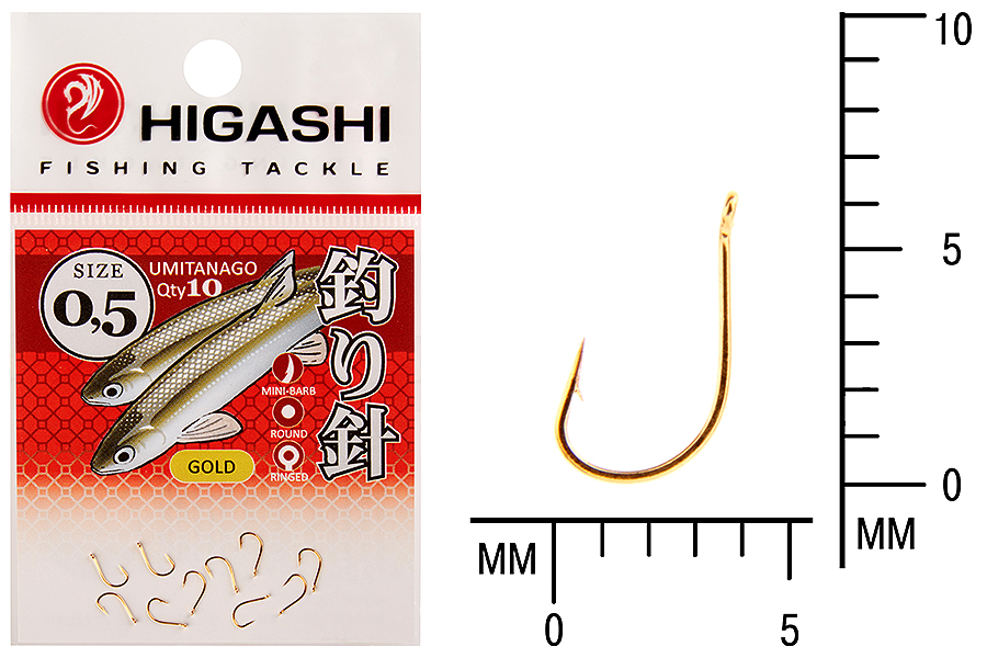 Higashi Крючок HIGASHI Umitanago ringed #0,5 Gold