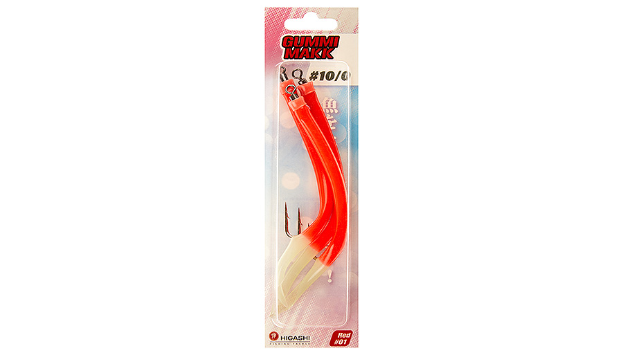 Higashi Крючок оснащенный кембриком HIGASHI Gummi Makk #10/0  (set-3pcs) #01 Red