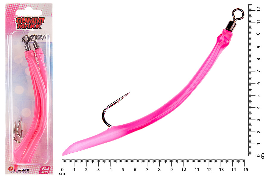 Higashi Крючок оснащенный кембриком HIGASHI Gummi Makk #12/0 (set-3pcs) #06 Pink
